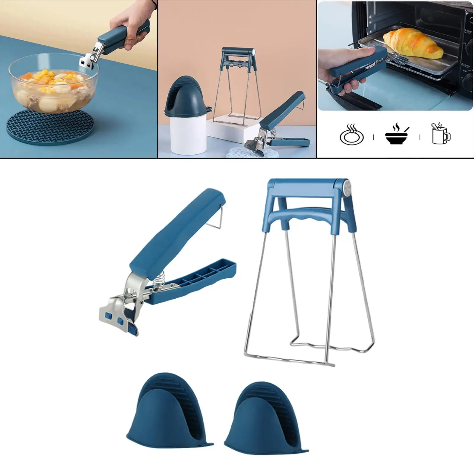 Hot Bowl Anti-scalding Clip Dish Clamp Steamer Gripper Silicone Glove Microwave Oven Tray Non-Slip Pan Gripper Clip Kitchen Tool