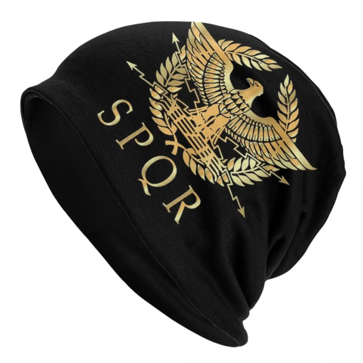 

Gold Roman Empire Byzantine Eagle Emblem Bonnet Hats Fashion Knitting Hat Women Men Winter Warm Rome SPQR Skullies Beanies Caps