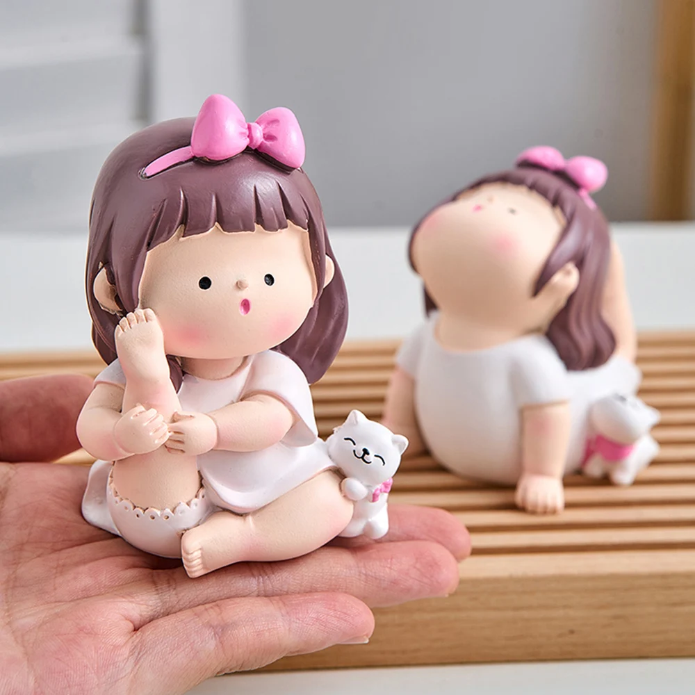 Modern Creative Yoga Little Girl Ornaments Home Table Decor Room Decoration Desk Decor Lovely Accessories Girl Birthday Gifts