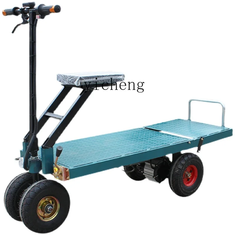 

Tqh Electric Flatbed Truck Folding Portable Trolley Four-Wheel Trolley