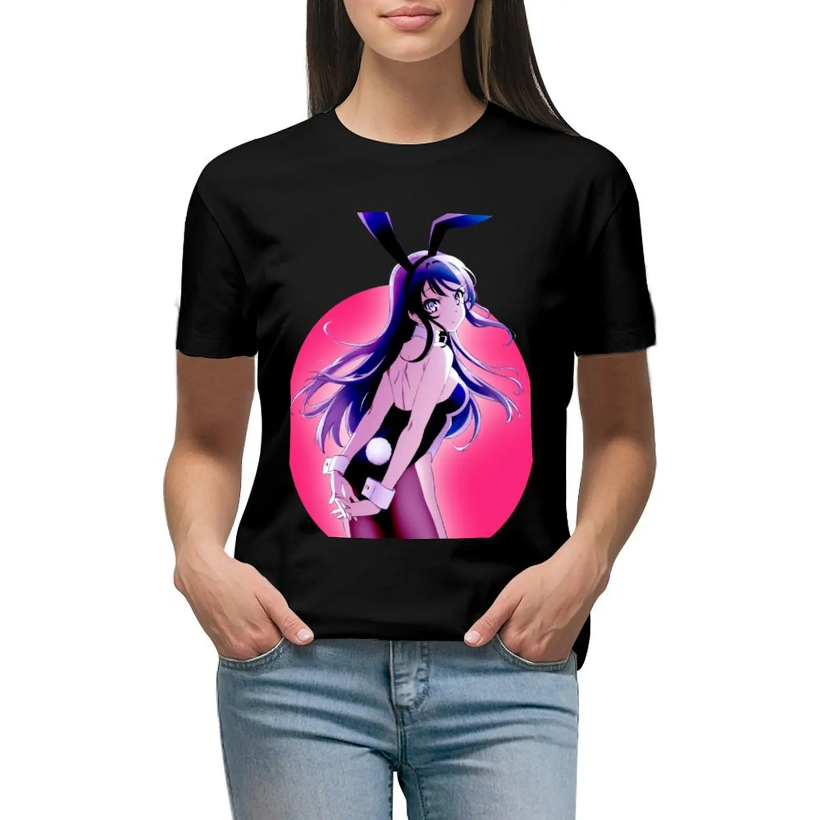 

Bunny Girl Senpai Sakurajima Mai Essential T-shirt Female clothing korean fashion cat shirts for Women