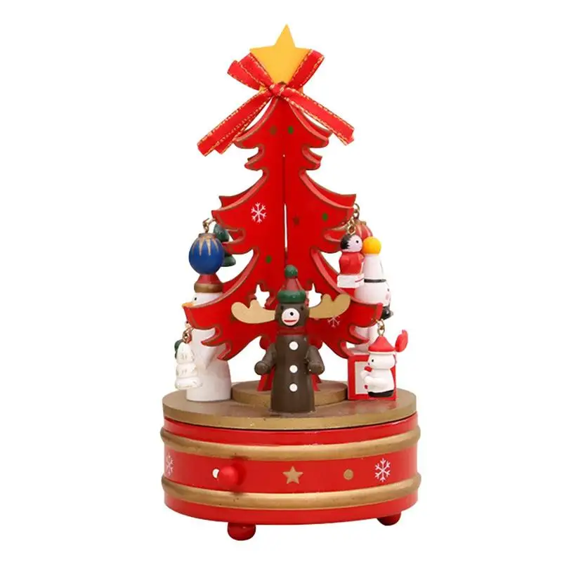 

Christmas Music Boxes Wooden Christmas Tree Rotating Musical Box Christmas Ornament Musical Box Toy Educational And Musical