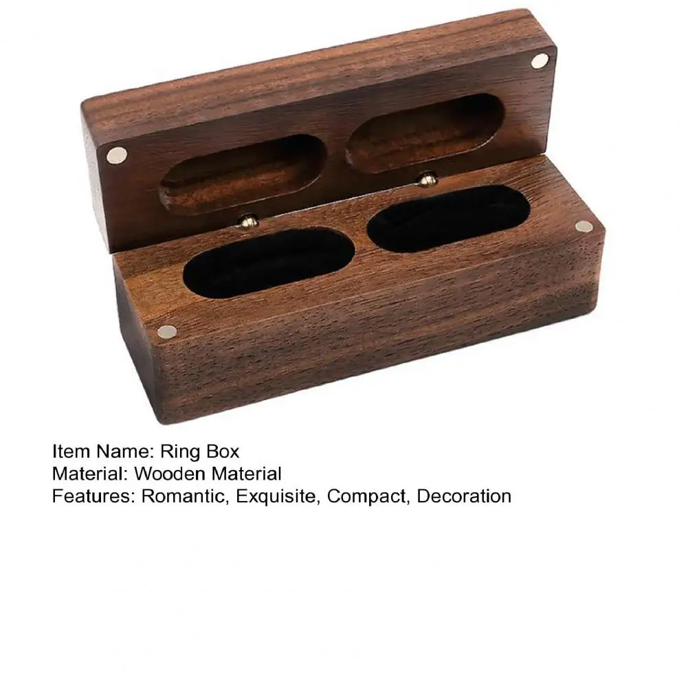 9.6*3.7cm Ring Box Wooden Ring Holder Box Soft Lining Double Ring Storage Case Rectangular Storage Proposal Engagement Wedding