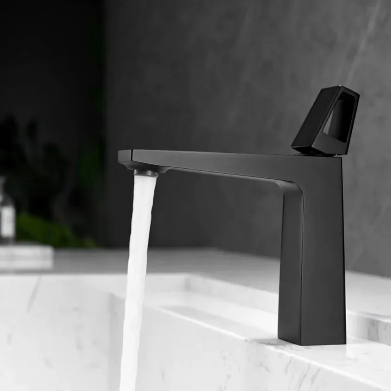 Description Picture 5 of itemBasin Faucet Brushed Gold Bathroom faucet Sink Tap Grey Square Brass Bathroom Sink New Hot And Water