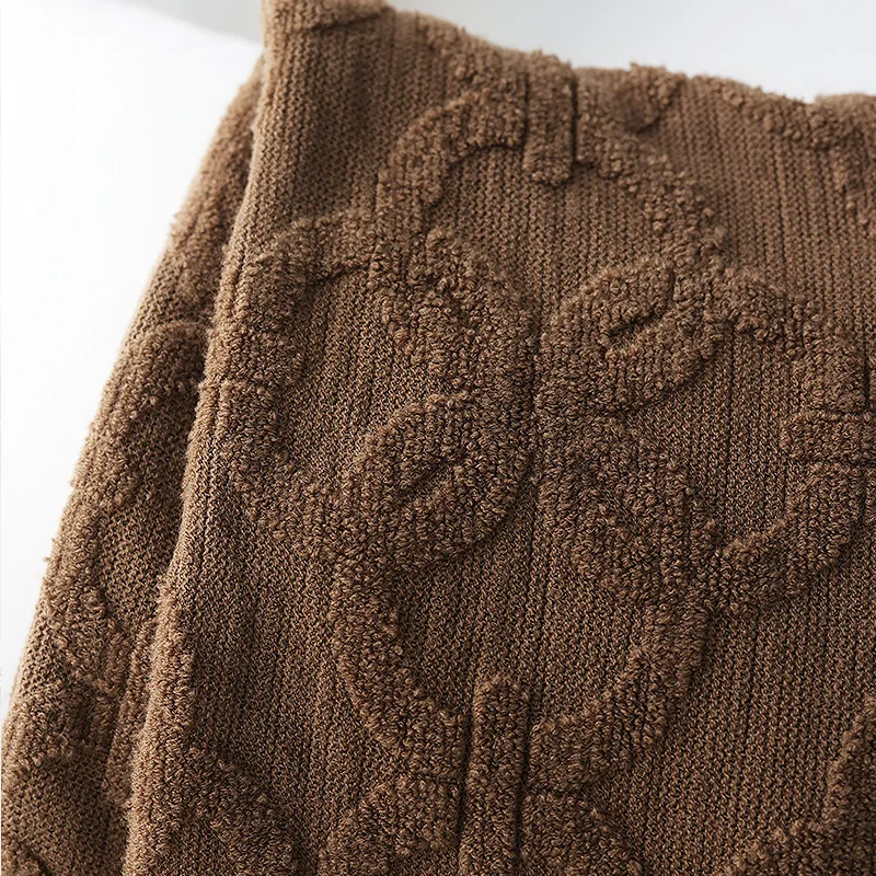 Coperta lavorata a maglia nappa coperta spessa per divano divano copriletto nordico sul letto coperte Decorative morbide e accoglienti 240*127cm