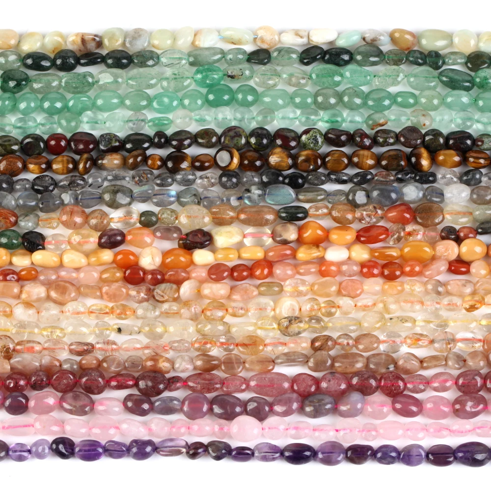 6x8mm natürlicher unregelmäßiger ovaler Stein Amethyst Rosenquarz Amazonit Labradorit Perlen für Schmuck herstellung DIY Armband Halskette