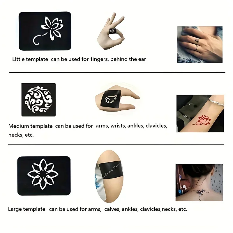 Henna Airbrush Template Reusable for Men Women Children Rose Koi Temporary Glitter Tattoo Stencils Hands Face Body Arm DIY Paint, face painting template,henna tattoo stencils