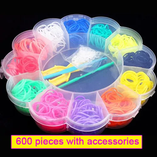 600 Pcs Refill Loom Rubber Bands Bracelet for Kids or Hair Rainbow Rubber Loom  Bands Make Woven Bracelet DIY Toys Christmas Gift