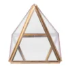 Glass Jewelry Box Golden Geometric Decorative Box Geometric Glass Pyramid Ring Holders for Wedding Birthday Gift S 2