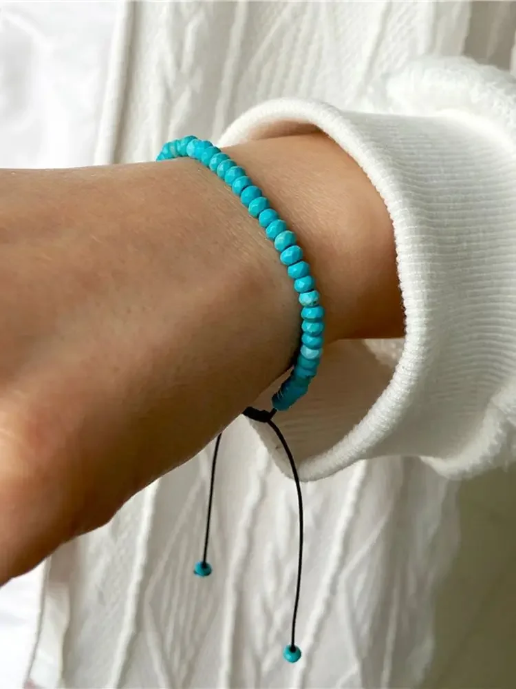 2024 New Blue Turquoises Stone Bracelet Fashion Bohemian Green Blue Turquois Charm Bangle Handmade Healing Energy Jewelry Gift 6