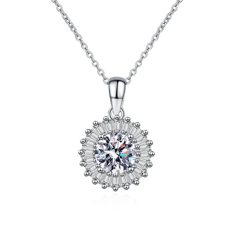 

Модное классическое ожерелье ZFSILVER с круглым цветком из муассанита s925 пробы, очаровательные женские аксессуары, ювелирные изделия в подарок XL049