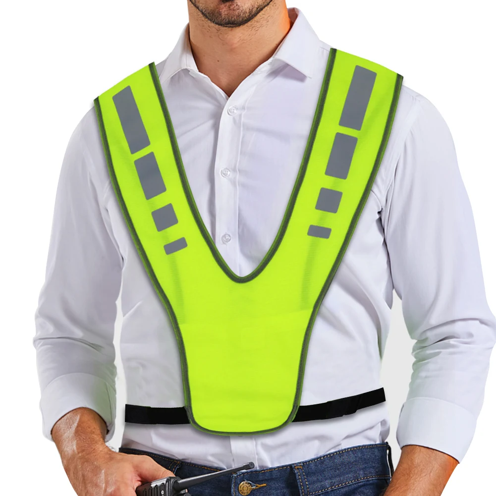Reflective Safety Vest Motorcycle Safety Jacket Breathable Visible Reflective Vest Adjustable Reflective Running Vest for Outdoor Night Riding
