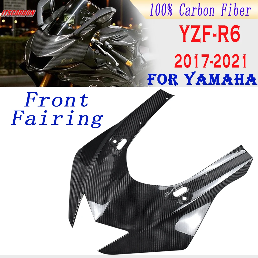 

100% 3k Carbon Fiber Motorcycle Accessories Front Nose Fairing Headstock Cowl Cover For YAMAHA R6 2017 2018 2019 2020 2021 2022