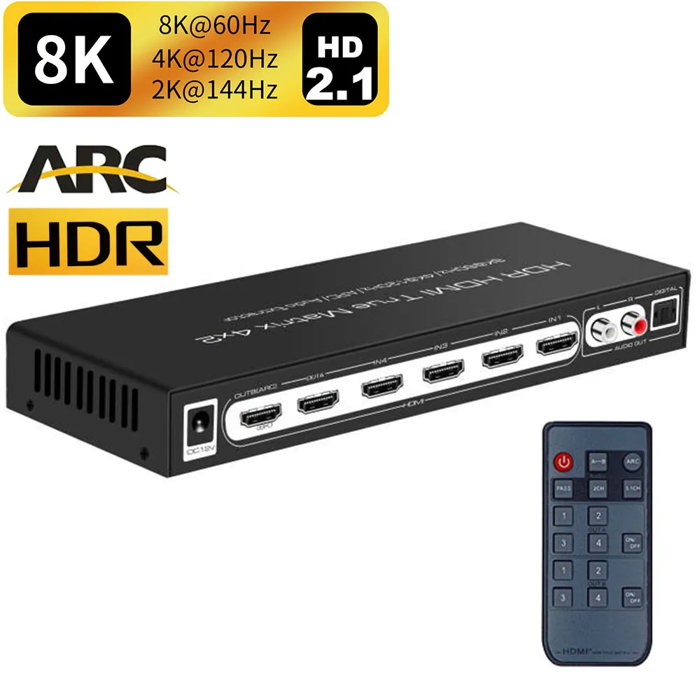 Hdmi 2 1 matrix 8k 4k 120hz hdmi matrix 4x2 hdmi 4k 120hz splitter