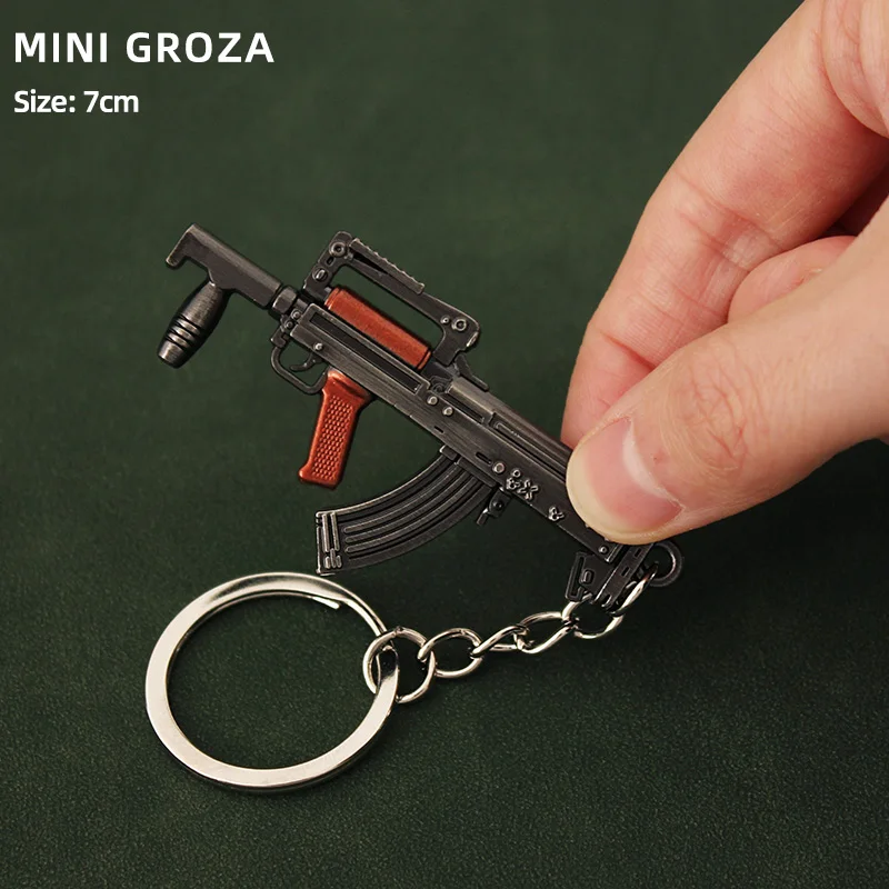 Mini Pubg Key Chain M249 Uzi GROZA P90 S686 Metal Toy Gun Shape