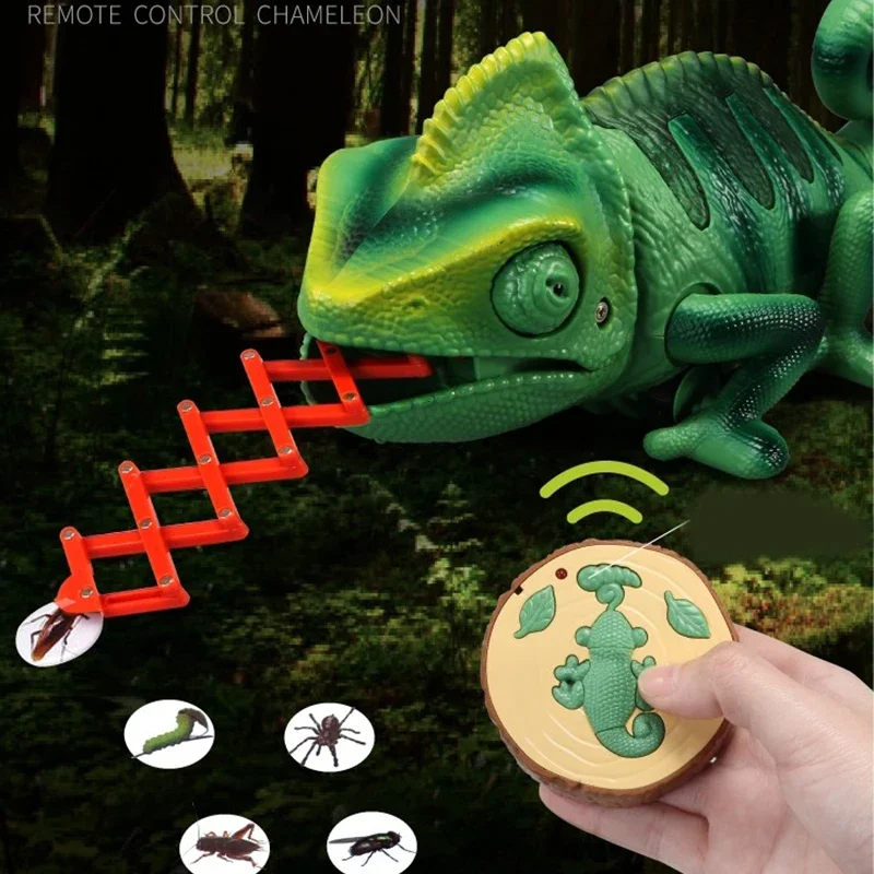 Child RC Animals Toys Chameleon Intelligent Lizard Remote Control Toy Electronic Model Reptile Toys Gift for Kids
