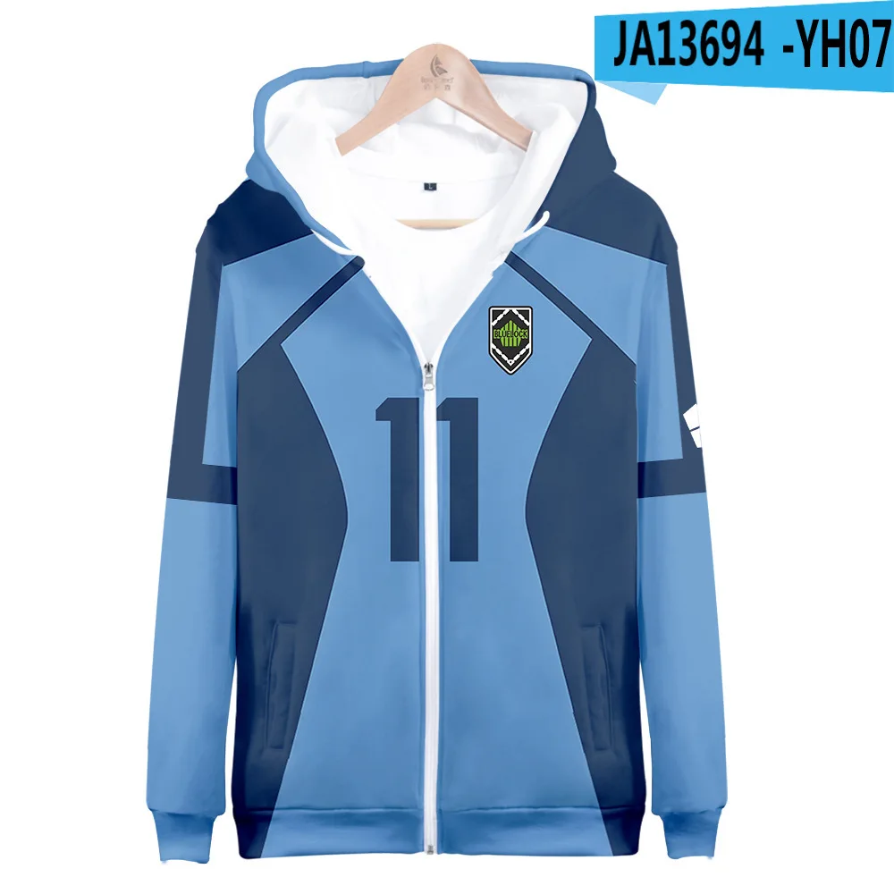 

New 3D zipper animated blue lock role-playing 3D hoodies for men and women comic hoodies oversize hip-hop animated costumes