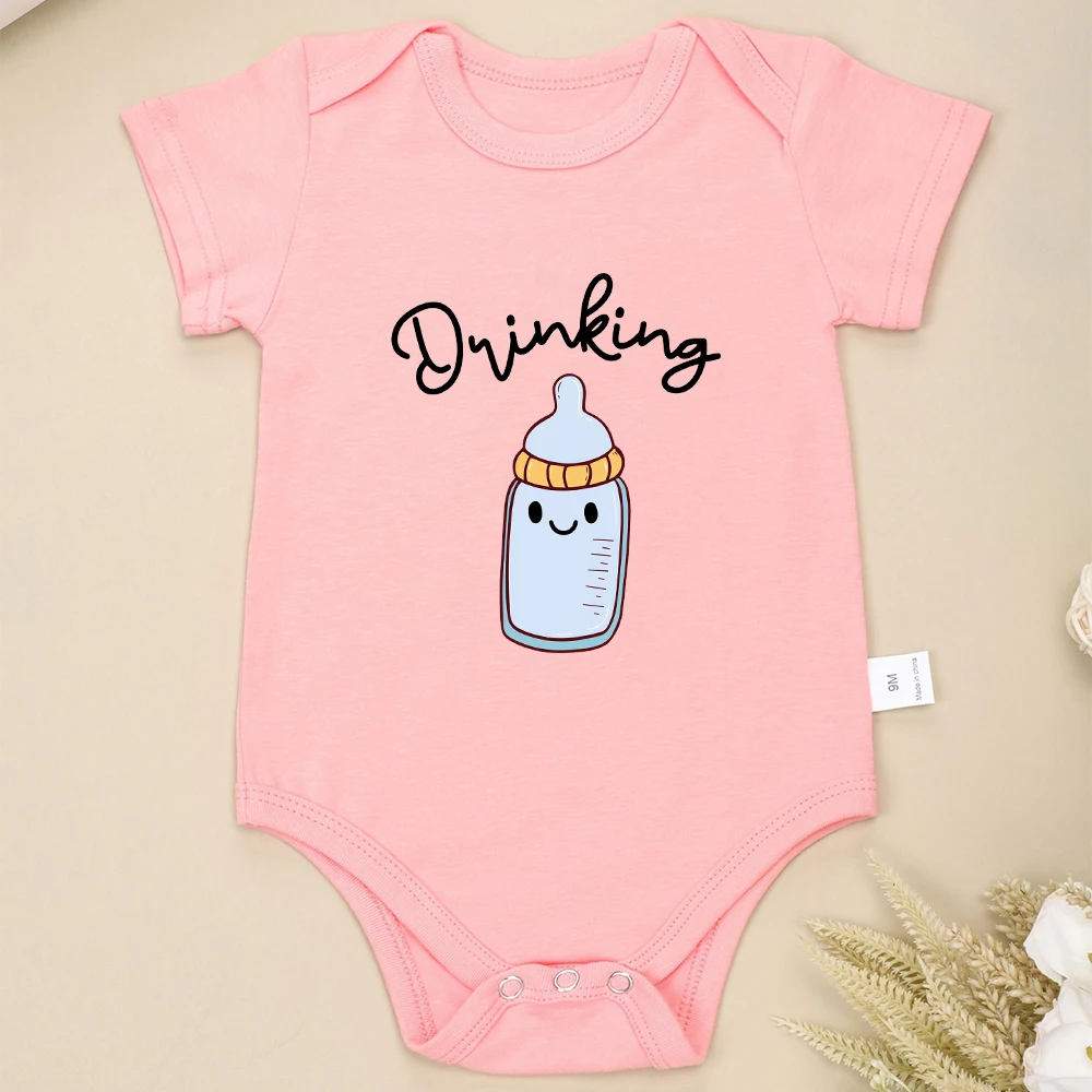 Drinking Buddies Funny Twin Baby Onesies Summer Cotton Newborn Boys Girls Clothes Pajamas Short Sleeve Comzy Infant Outfits 3