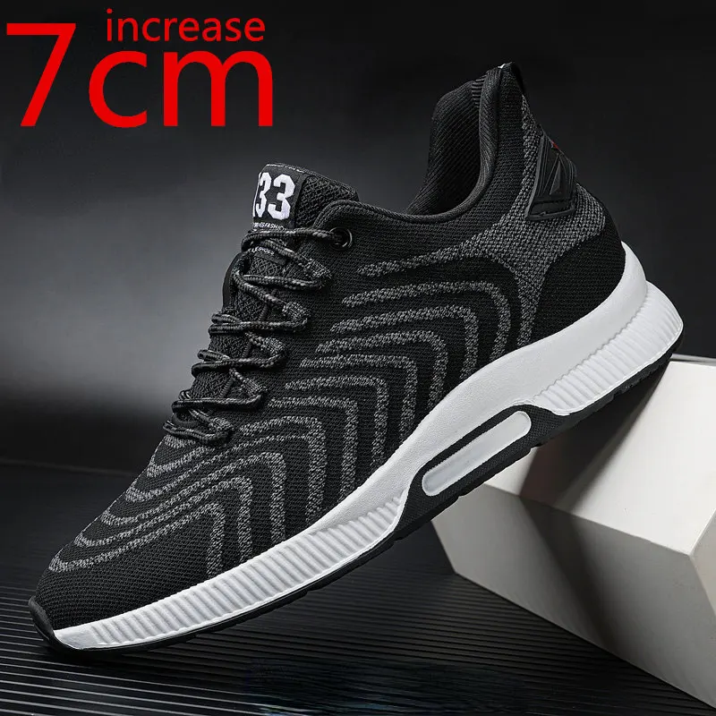 

Men's Shoes Invisible Inner Height Increase 8cm Summer Mesh Breathable Increasing Sport and Leisure Sneakers Elevator Shoes Male