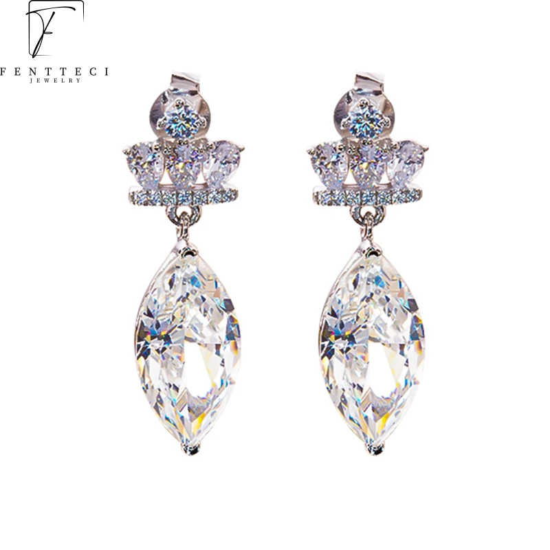 FENTTECI New Pt950 Platinum Drop Earrings for Women Studs Earrings High Carbon Diamond Fine Jewelry Luxury Flash Wedding Party