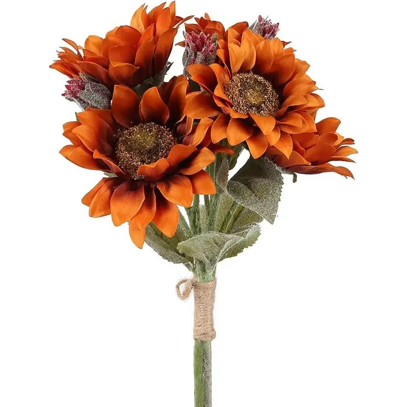 

9 Heads Sunflowers Silk Artificial Flowers Bouquet Faux Sunflower Floral Arrangement for Wedding Party Office Table Home Decor