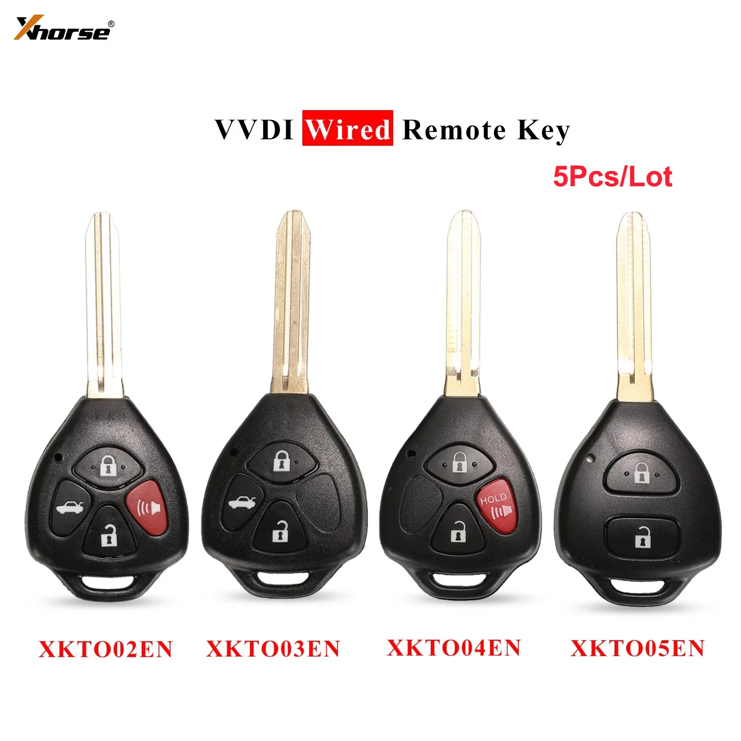 

5Pcs/Lot Xhorse universal VVDI Wire Remote Key XKTO02EN XKTO03EN XKTO04EN XKTO05EN for Toyota Style for VVDI2 VVDI Key Tool