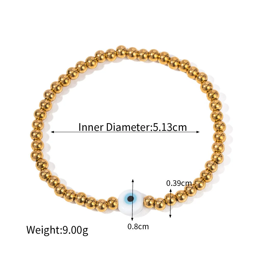 Stainless Steel PVD 18K Gold Plated Tarnish Waterproof Simply Beads Chain Charm Bracelet For Woman Jewelry Trendy