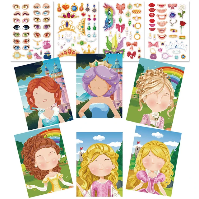 Make Your Own Faces Stickers 4 In 1 Princess Dress Up Your Own Face  Stickers Dress Up Your Own Face Make Your Own Stickers Fun - Sticker -  AliExpress