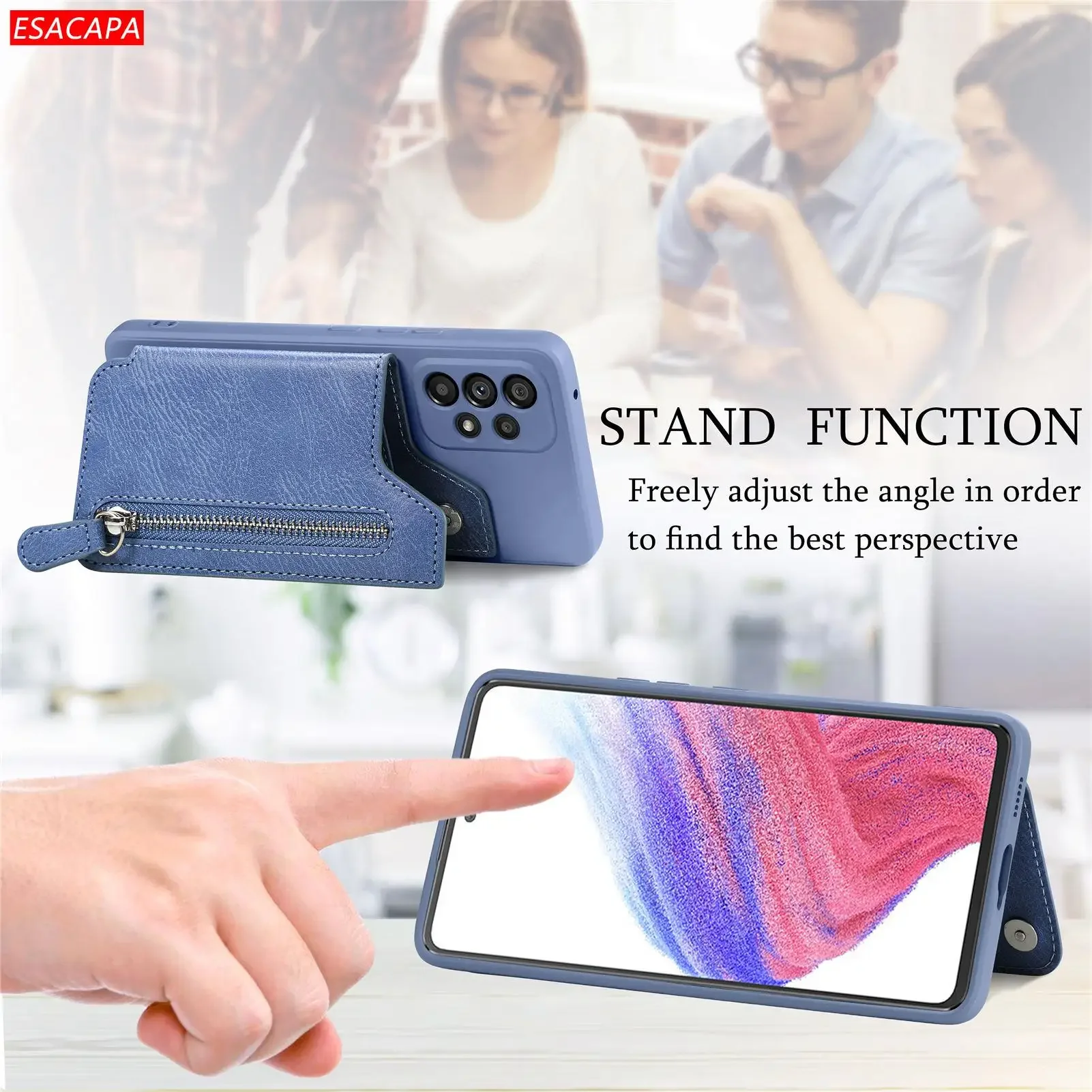 Zipper Wallet Leather Phone Case with Holder