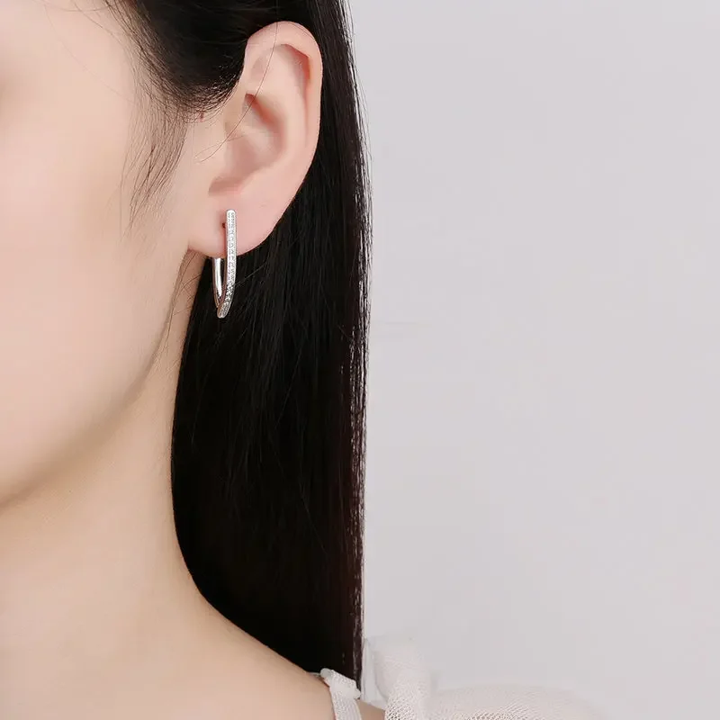925 Sterling Silver 18K gold earrings for Women Wedding Decoration Delicate Design Austria crystal Jewelry Lady Gifts Luxury - 4