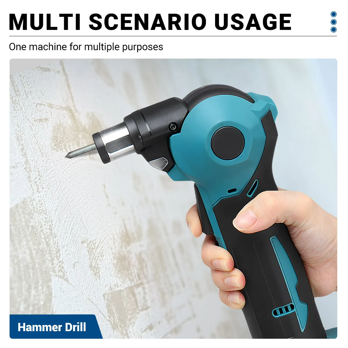 Drillpro Electric Hammer Drill 180W Cordless Hammer Screwdriver Adjustable Head Nail Drill Power Tool for Makita 18V Battery 3