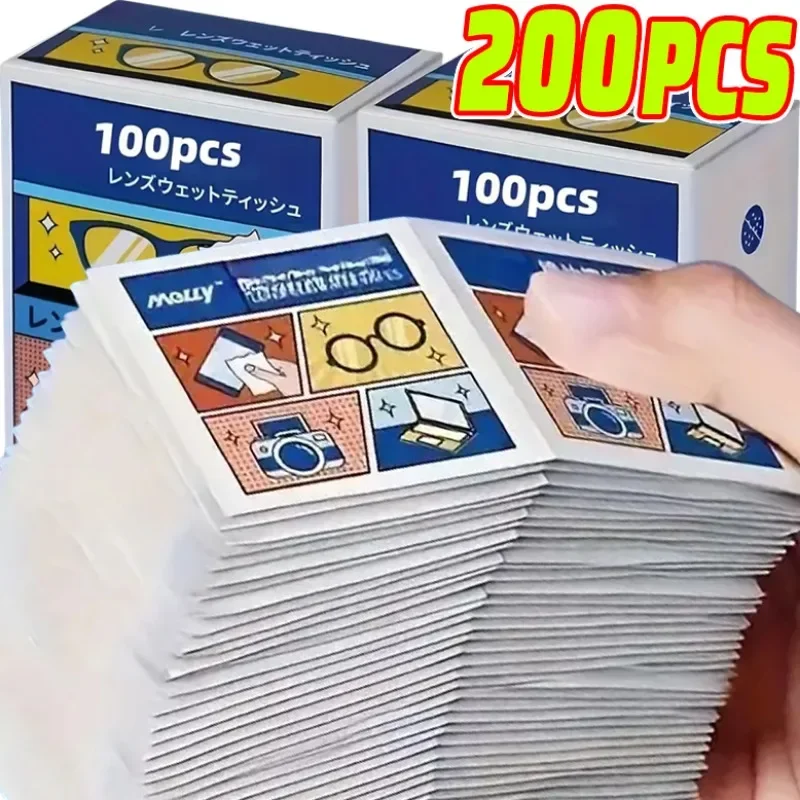 Glasses Anti-fog Cleaner Disposable Cleaning Pads 10/200Pcs Traceless Quick Drying Phone Screen Wipes Remove Oil Dust Removal eyeglass cleaning cloth glasses cleaning wipes