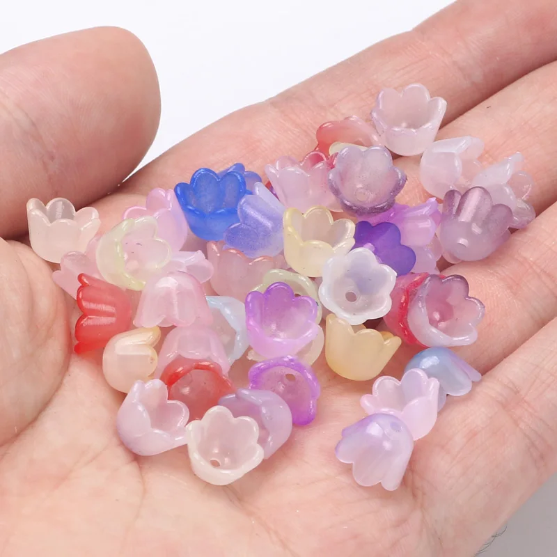 100 perline in acrilico a forma di fiore per bracciali, ciondoli