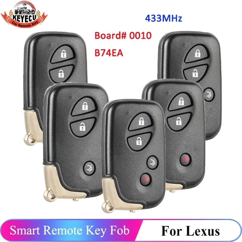 

KEYECU Board ID 0010 B74EA For Lexus GX460 LS460 LS460L LS600H LS600HL RX450H Keyless Smart Remote Key Fob 4D Chip 433MHz