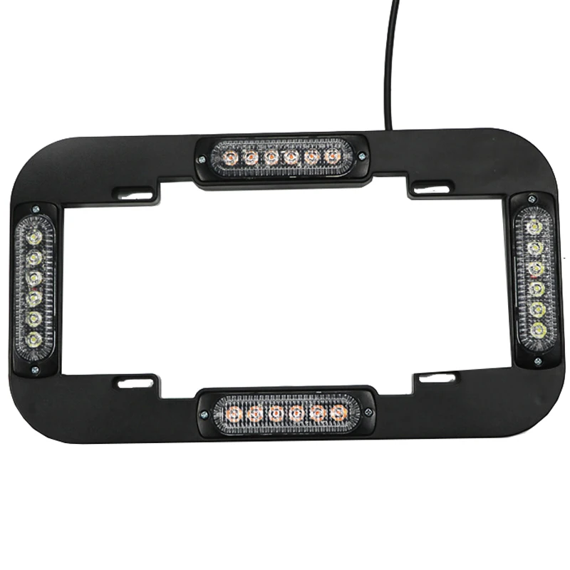 Stylish US 24W 12V 24V DC Universal Blue/Amber/Red/ White Flashing Strobe LED Car License Plate Frame Warning Light