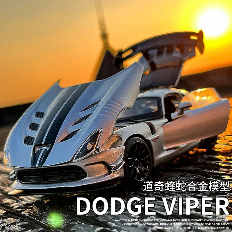 

1:32 Dodge Viper Alloy Sports Car Model Diecasts Metal Toy Vehicles Car Model Simulation Sound Light Childrens Toy Gift