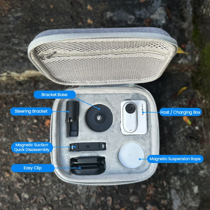 BeisDirect Borsa portaoggetti per Insta360 GO 3S/GO 3 Custodia per il trasporto di grande capacità Custodia protettiva portatile per Insta 360 GO3 Accessori, 23,5 * 18 * 8cm, Grigio