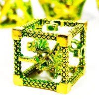 DnD Metal Dice Set - Dragon Hollow Design 7pc Green Zinc Alloy Dice for D&D, Dungeons and Dragons RPG Games 2
