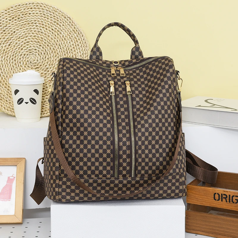 Fashion Soft PU Leather Women's Backpack Large Capacity Female Travel Backpack High Qualtiy Durable Daypack School Backpack 2