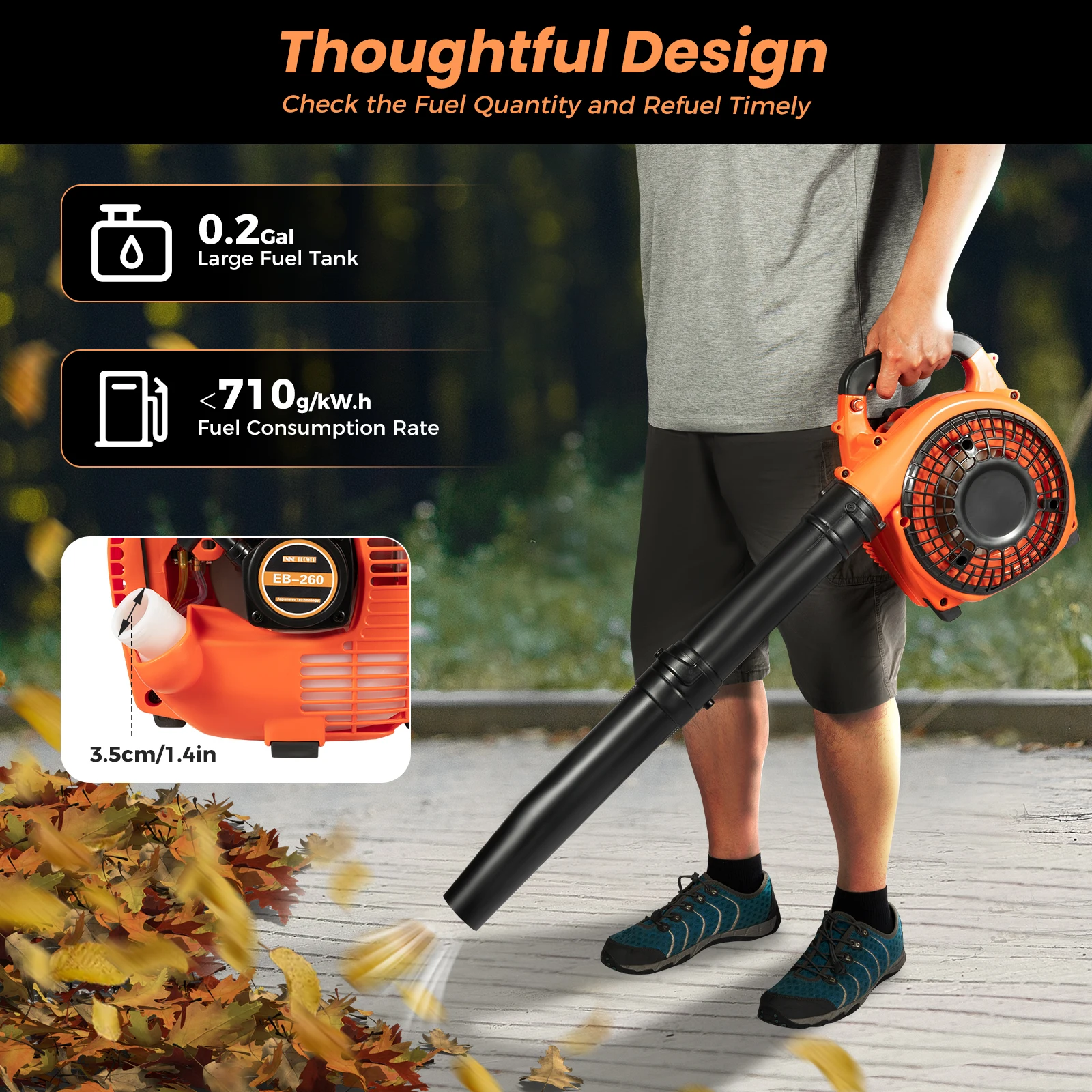 25.4CC Commercial Handheld Leaf Blower Gas Powered 2-Stroke Grass Clean Tool