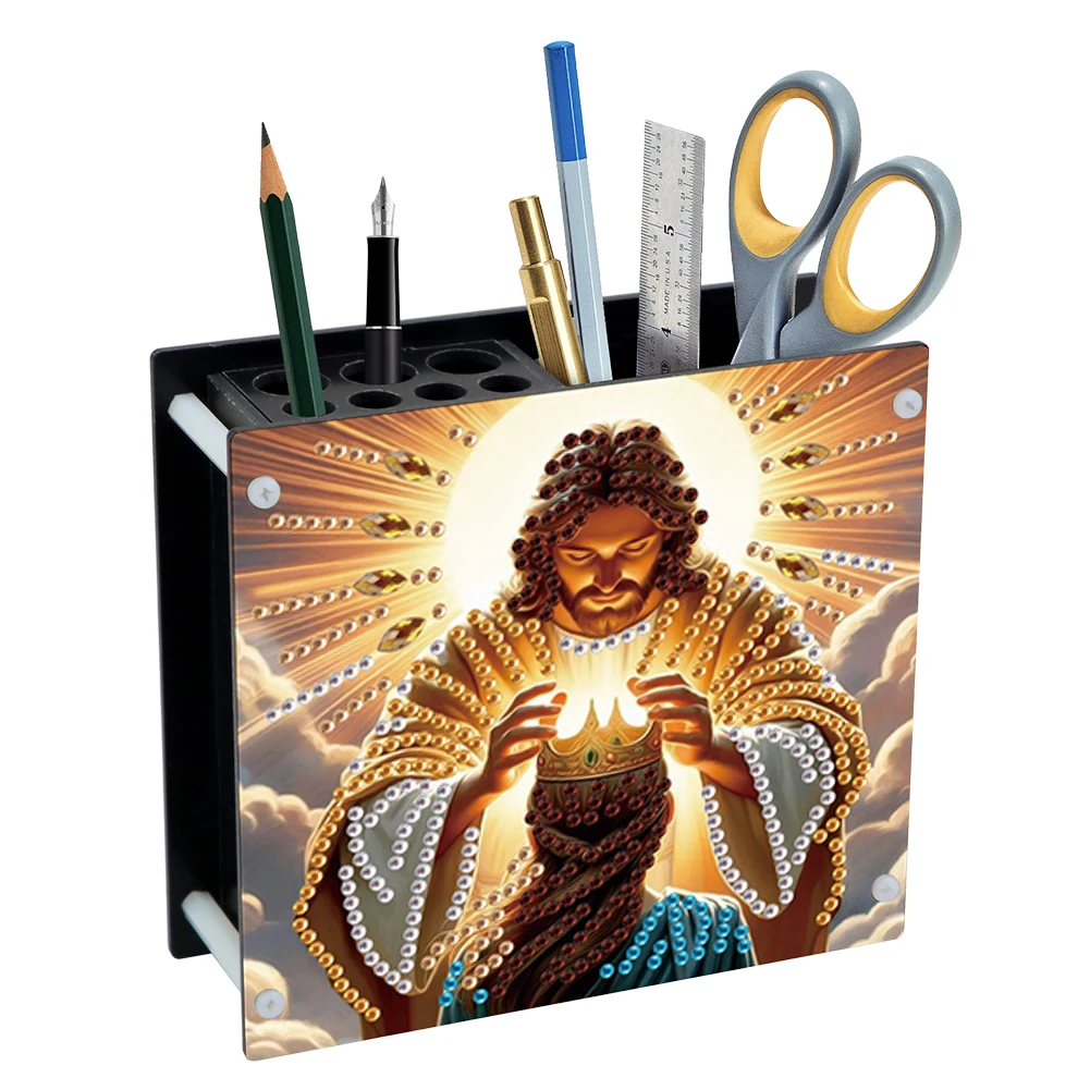 Acrylic Special Shape Diamond Painting Pencil Holder DIY Diamond Painting Pen Holder Kit Diamond Art Pencil Holder for Desk