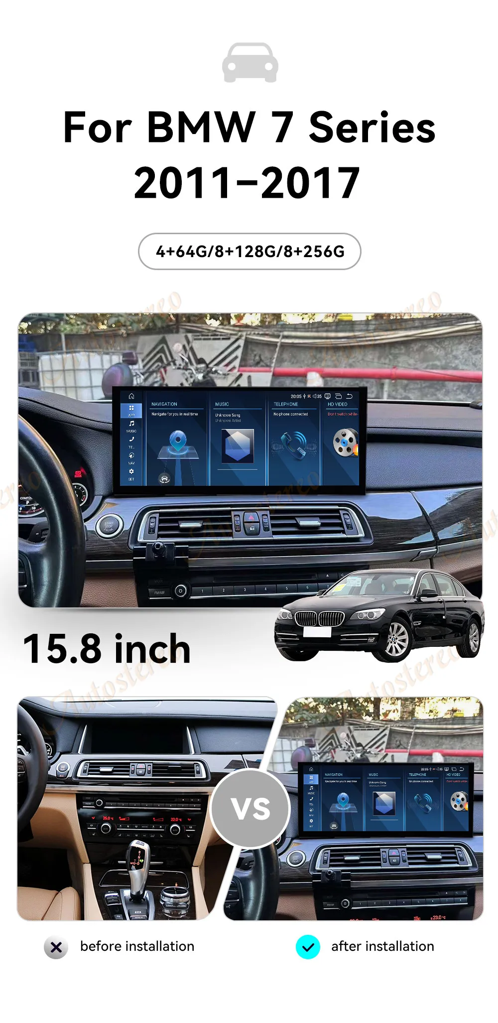 15.8 Inch Qualcomm 680 Android 13 Carplay For BMW 7 F01 F02 F03 Car Multimedia P