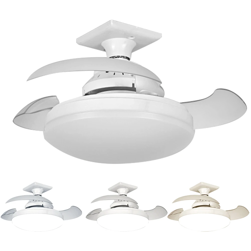 Ceiling Fans with Light Remote Control Bladeless LED Ceiling Fan 3 Colour Temperatures Chandelier Fan for Bedroom