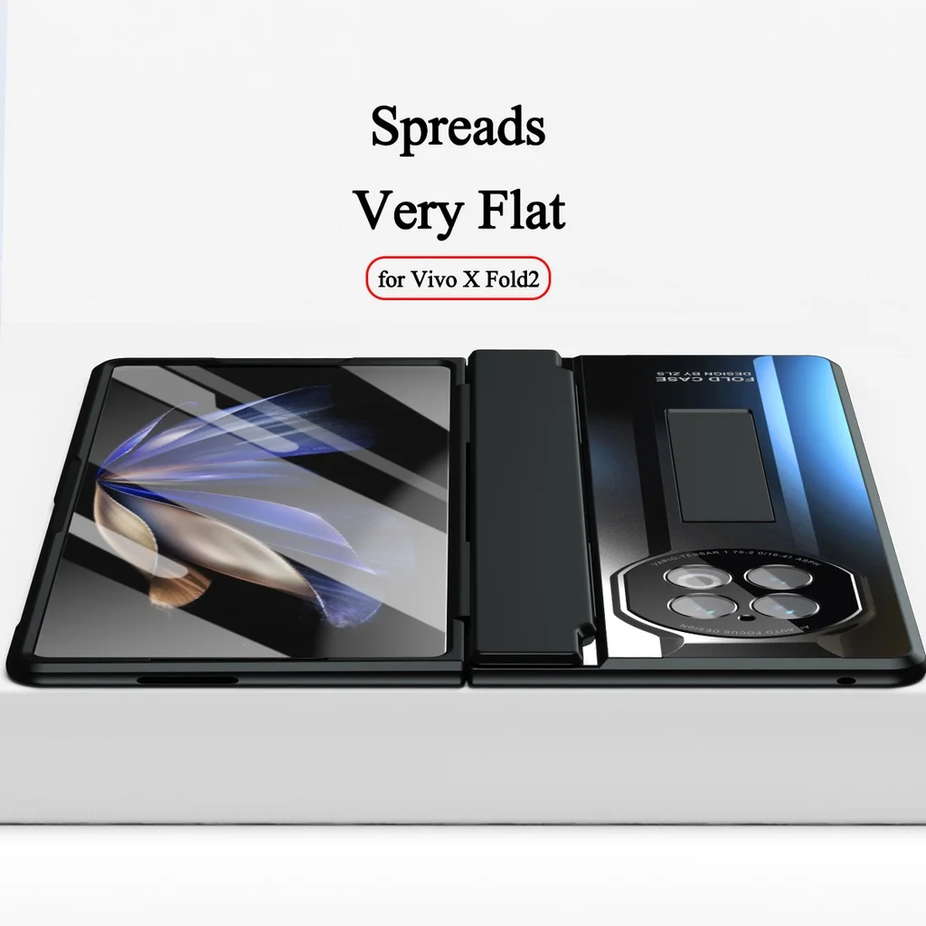 Magnetic Hinge for Vivo X Fold2 X Fold 2 Case Tempered Glass Stand Plating Hard Case Protection Cover for Vivo X Fold2 X Fold 2