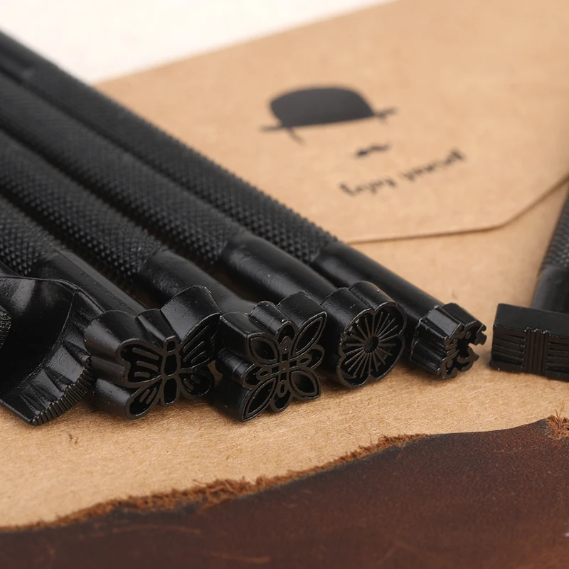 6/20 Pcs Leather Stamping Tools Set Different Shape Saddle Making Stamp Tools Kit Leathercraft Printed Punching