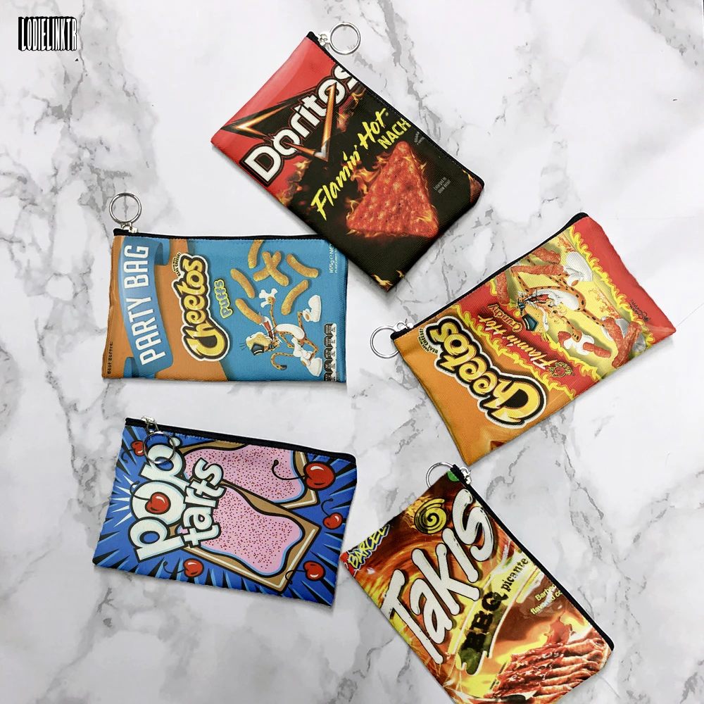 

New Fashion 3D Printed Coin Purse Fun Food Potato Chips Lightweight High Quality Portable Wallet Lipstick Key Makeup Bag Female