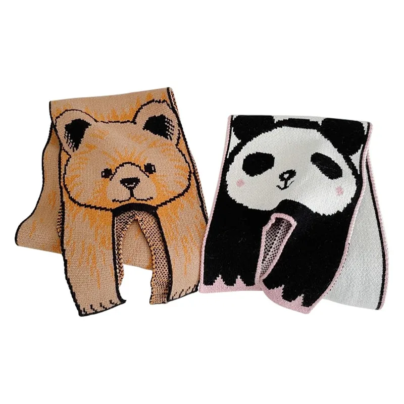

New Autumn Winter Children's Cartoon Fox Knitted Scarf Baby Boys Girls Warm Women Shawl Kids Female Knitted Animal Women Scarf