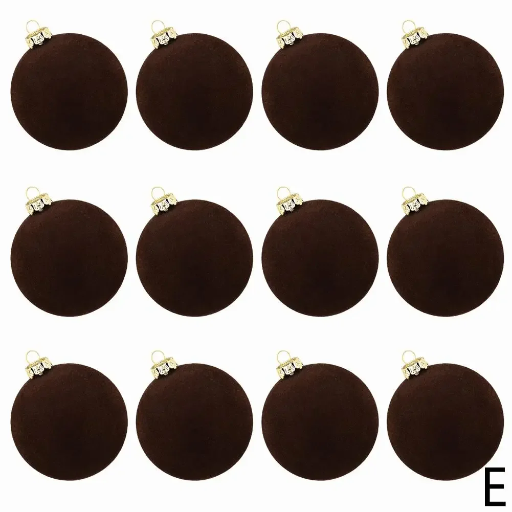 thumbnail image 1 of Juego de 12 bolas de Navidad con adornos de terciopelo de 2,36 pulgadas con aro colgante para árbol de Navidad, decoración del hogar, Navidad, P R7u9, 1 of 5