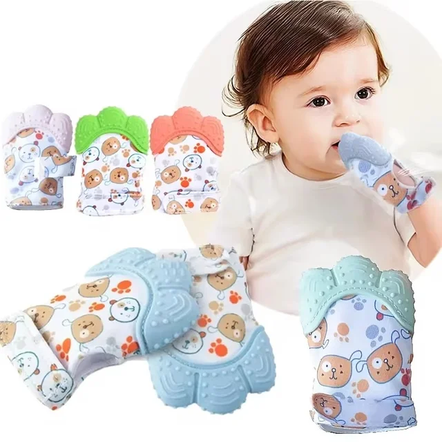 Newborn Teething Silicone Mittens Multi-Layer Breathable Chewing Mittens Baby Teething Toys Baby Soother Teether Teething Toys 2