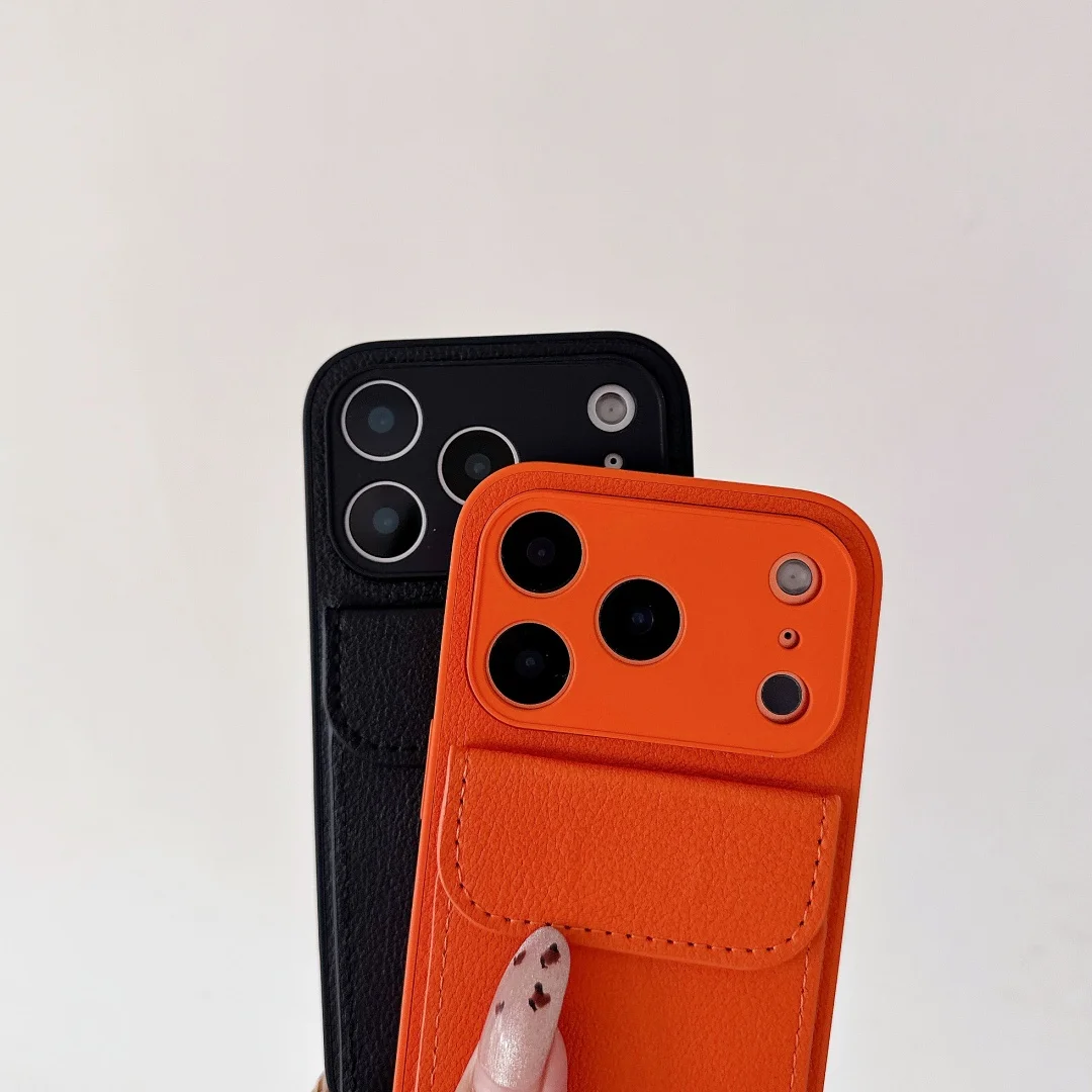Elegant Luxury Leather Card Holder Wallet Case with Camera Lens Protection Cover